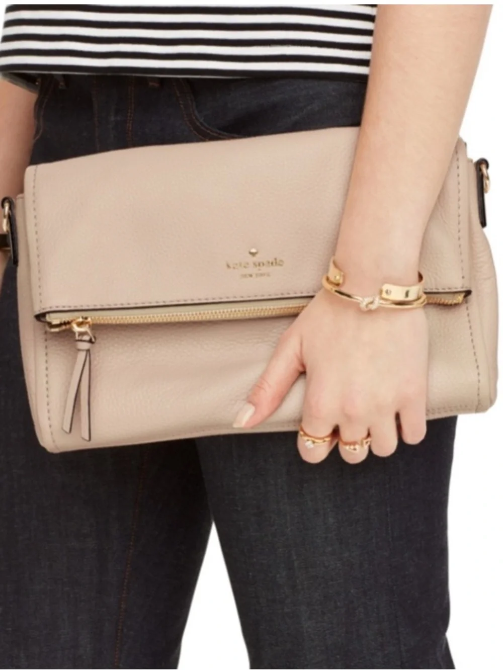 Kate Spade Leila Mini Crossbody Pebbled Leather Fold-Over‎ Crossbody Bag